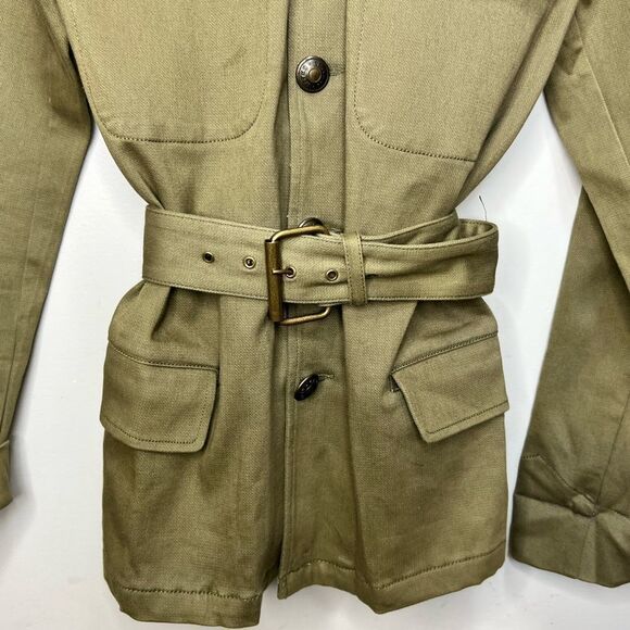 Calvin Klein Jeans Vintage Khaki Belted Military Utility Jacket Size Small - Picture 4 of 7